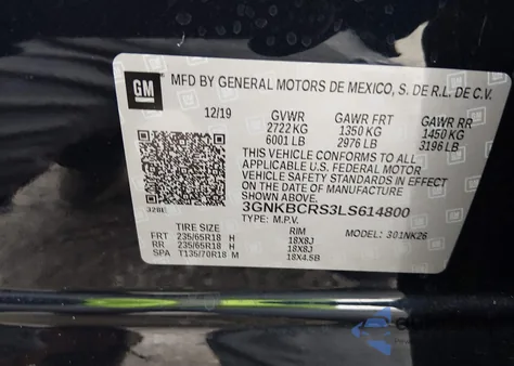 2020 Chevrolet Blazer Fwd 2Lt z USA, uszkodzony, nr VIN 3GNKBCRS3LS614800